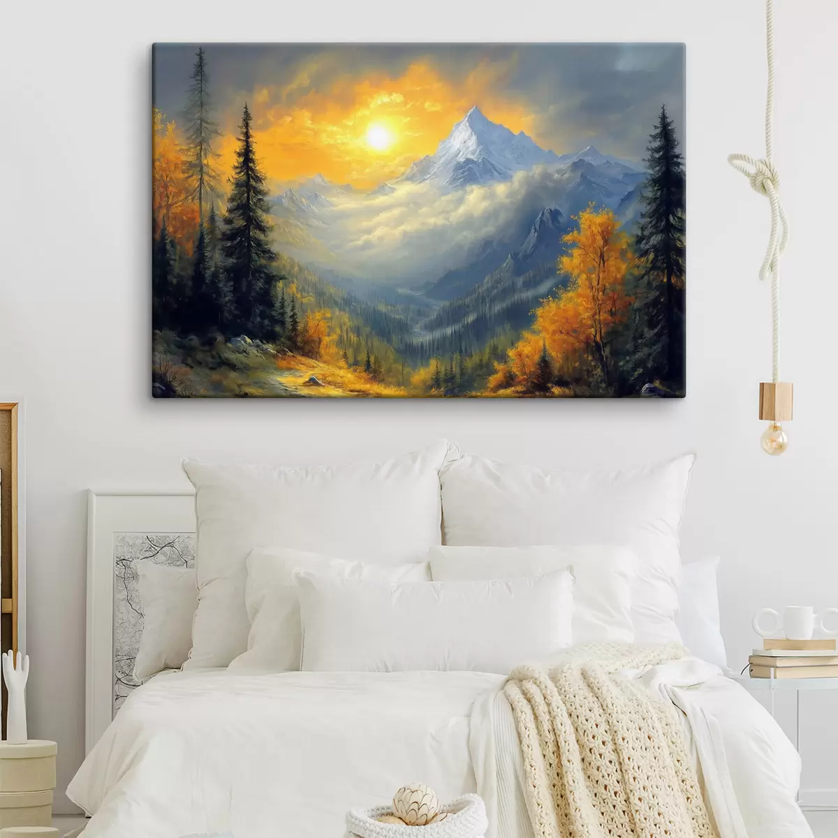 Wandbilder die Sonne über den Bergen im Herbst s42006