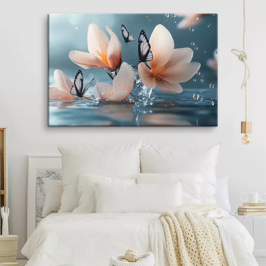 Wandbilder zarte Blumen auf dem Wasser s42008