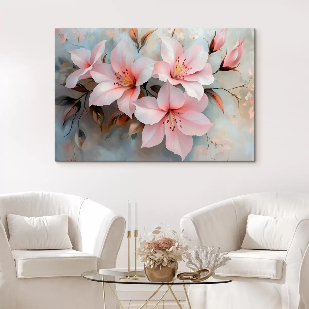 Wandbilder zartrosa Blüten s42010