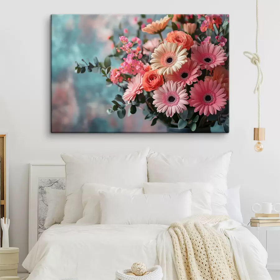Wandbilder blumenstrauß aus rosa Blumen s42014