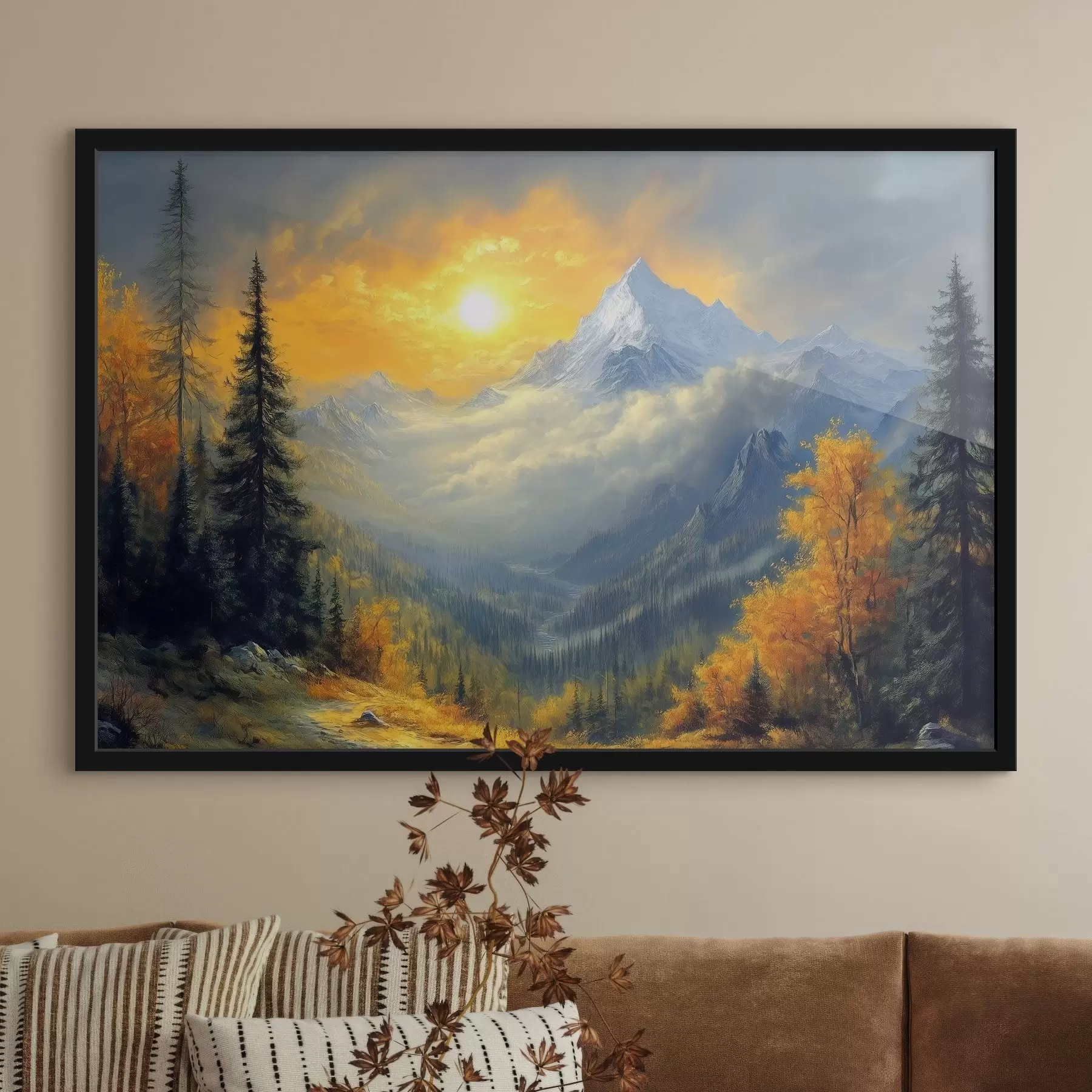 Fototapete die Sonne über den Bergen im Herbst f42006