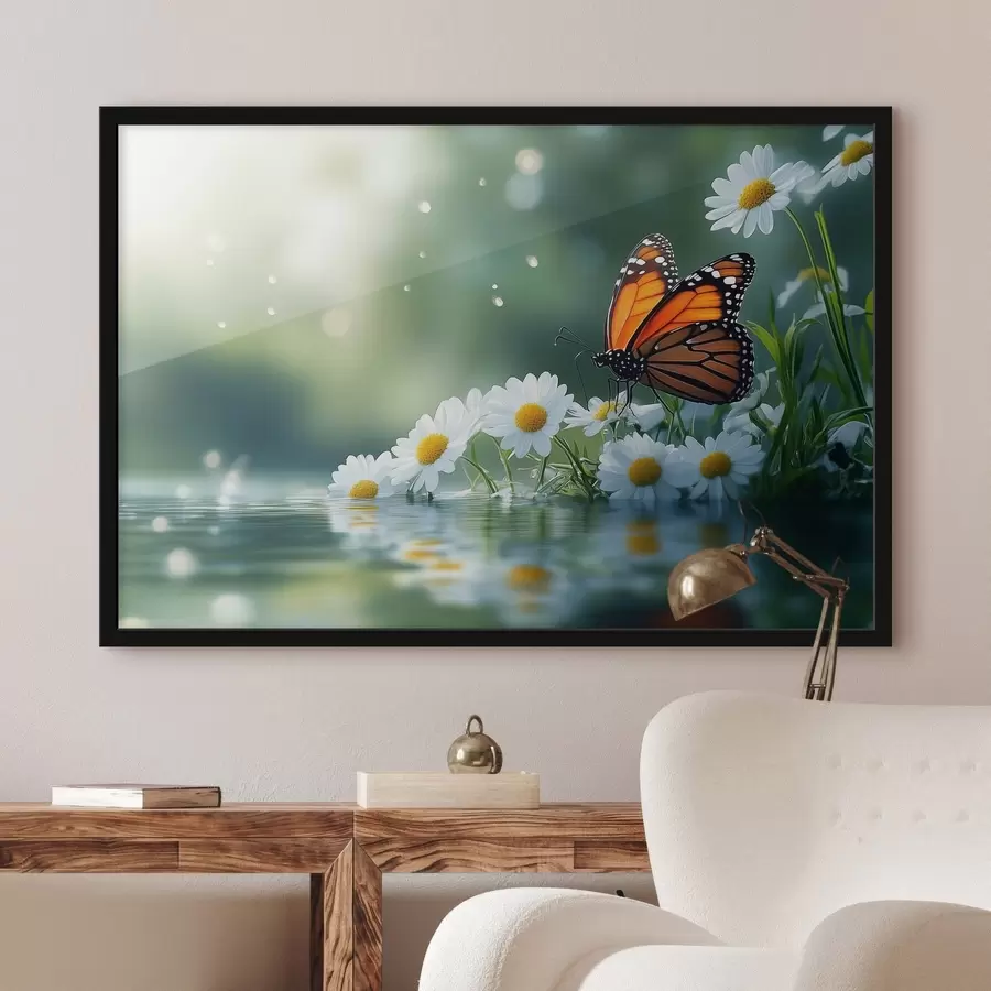 Fototapete schmetterling auf Gänseblümchen f42017