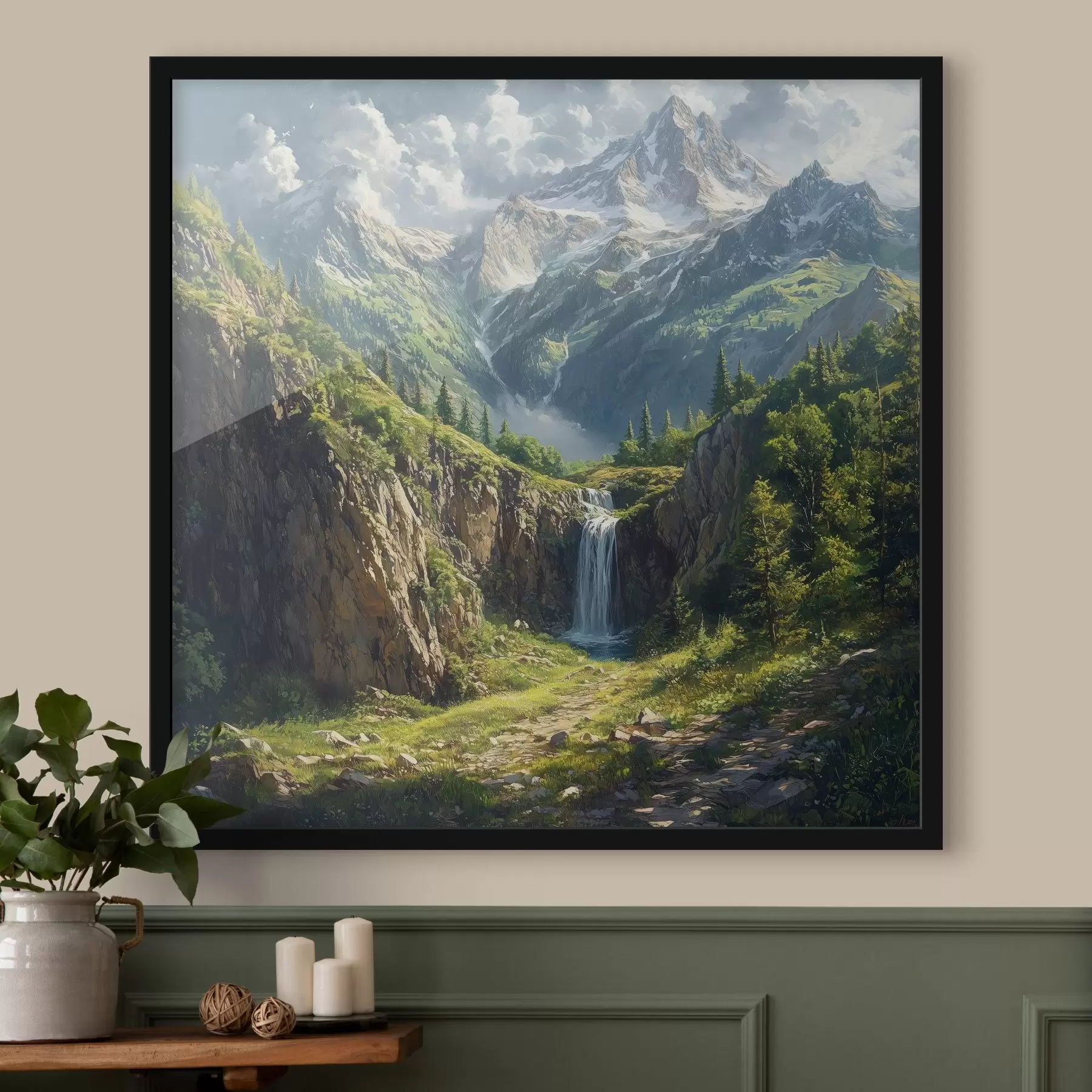 Fototapete berge und Wasserfall f42020