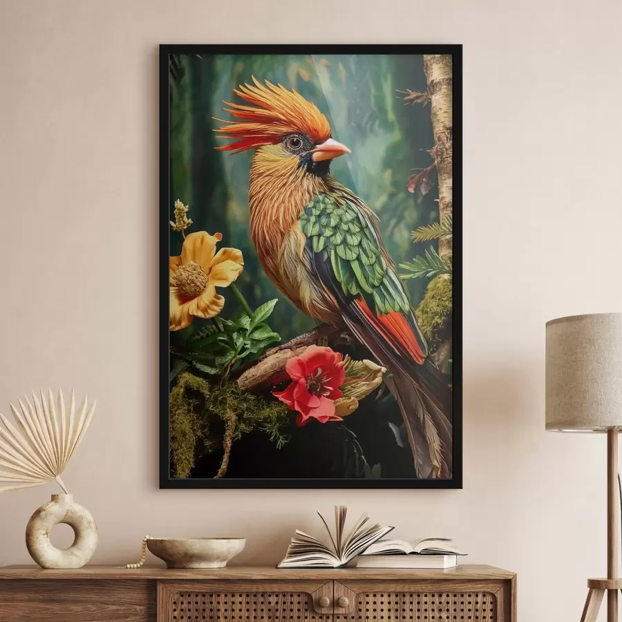 Fototapete ein heller Vogel auf einem Ast f42028