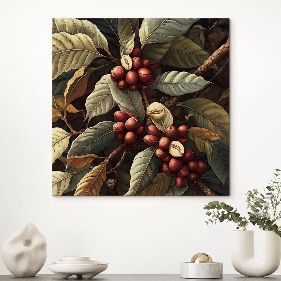 Wandbilder Ein Kaffeebaum mit Früchten und Blättern s41980