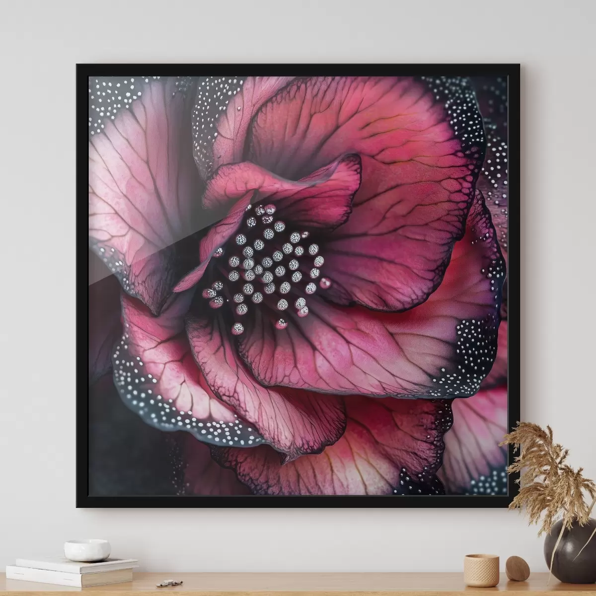 Poster Eine luxuriöse Begonie in roten und rosa Farbtönen f41977