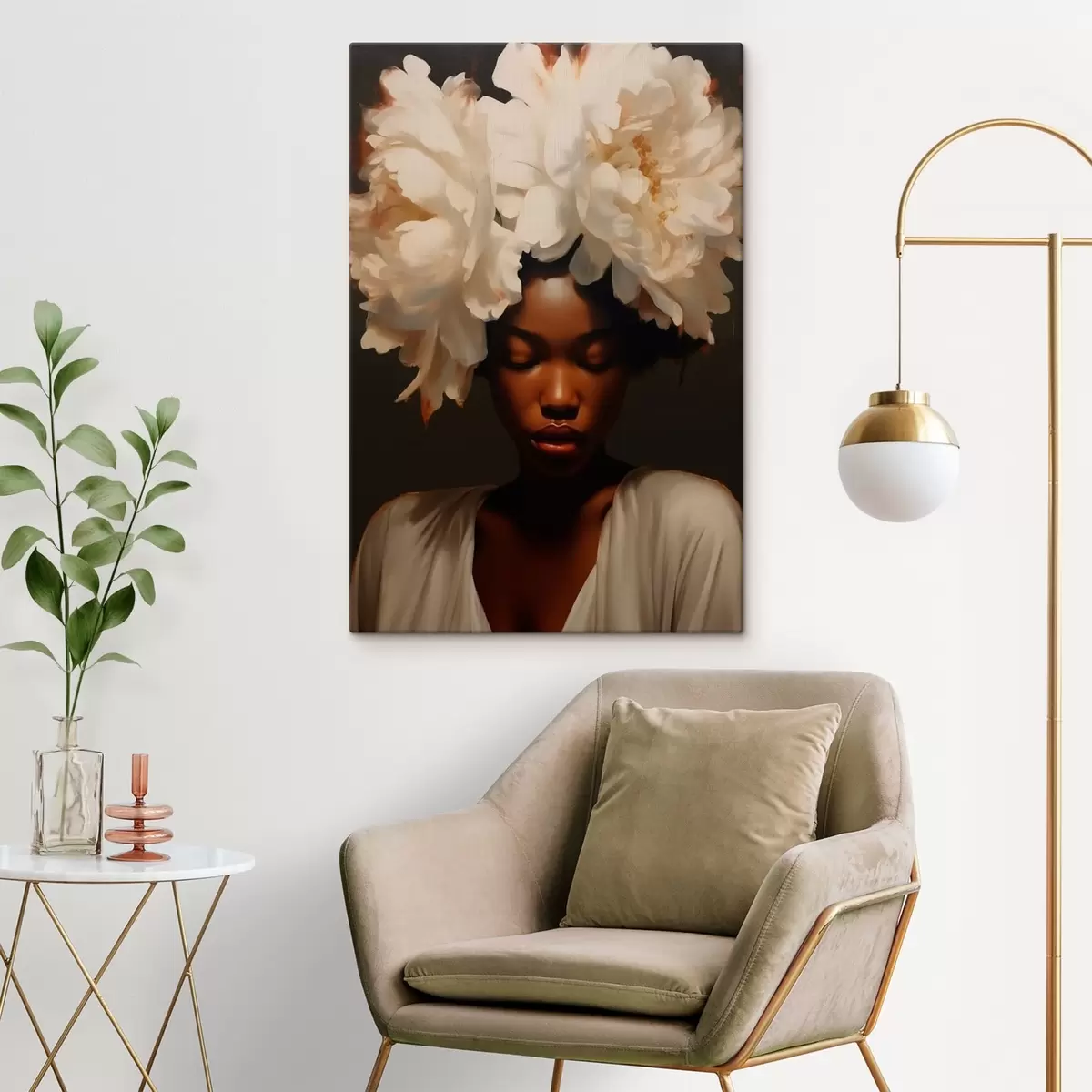 Wandbilder Mädchenmodell und Blumen im Haar s41799