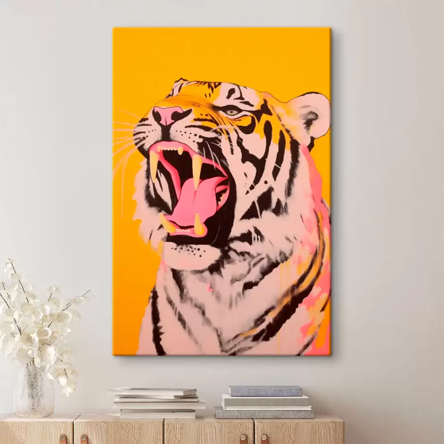 Wandbilder Tiger auf gelbem Hintergrund s41804