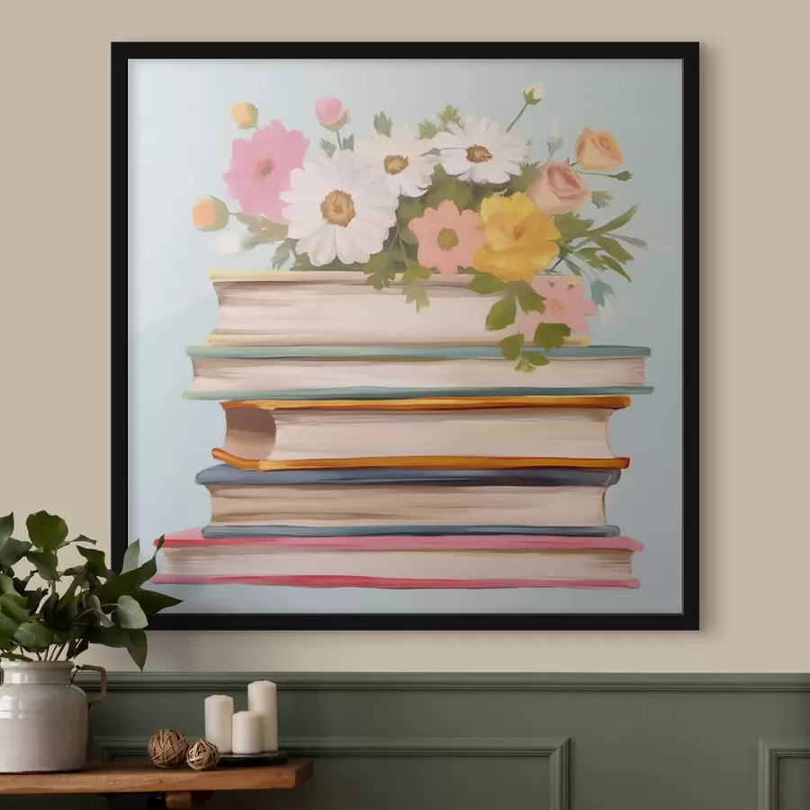 Fototapete Bücher und Blumen f41803