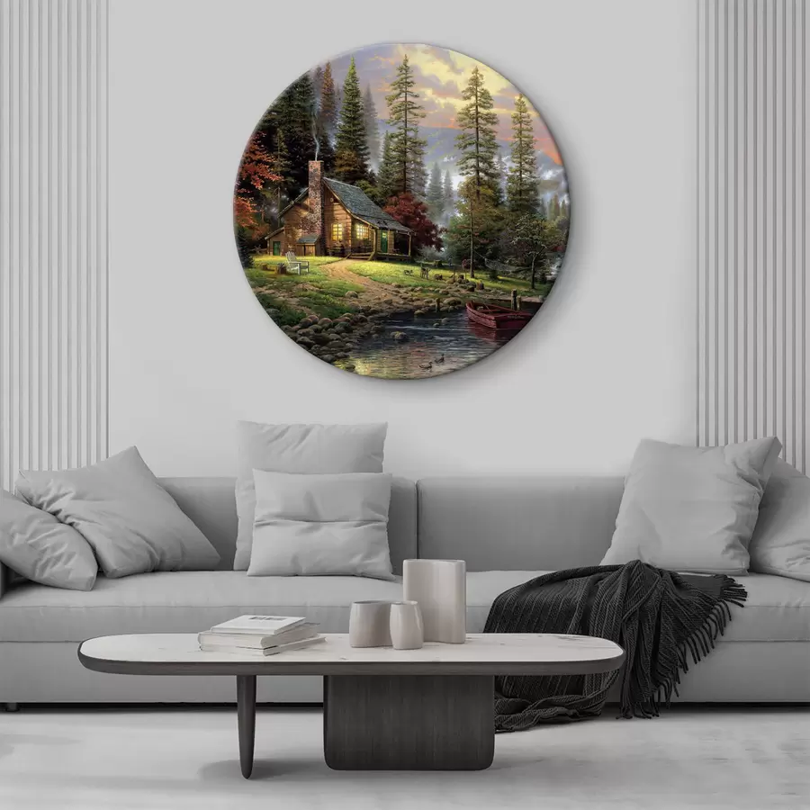 Wandbilder Fischerhütte im Wald am Bach r15556