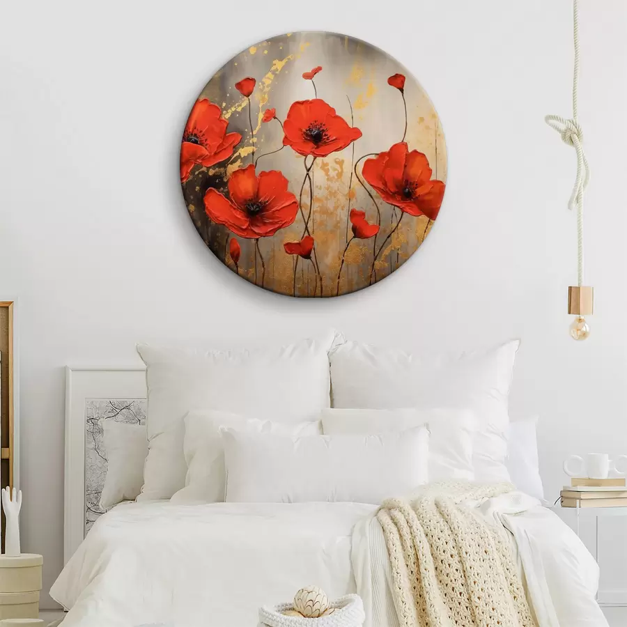 Wandbilder Mohnblumen auf einem braunen abstrakten Hintergrund r35515