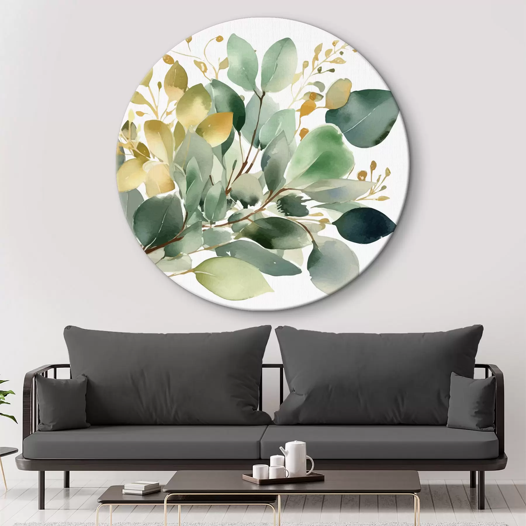 Wandbilder Blumenstrauß aus Eukalyptuszweigen im Aquarellstil r36365