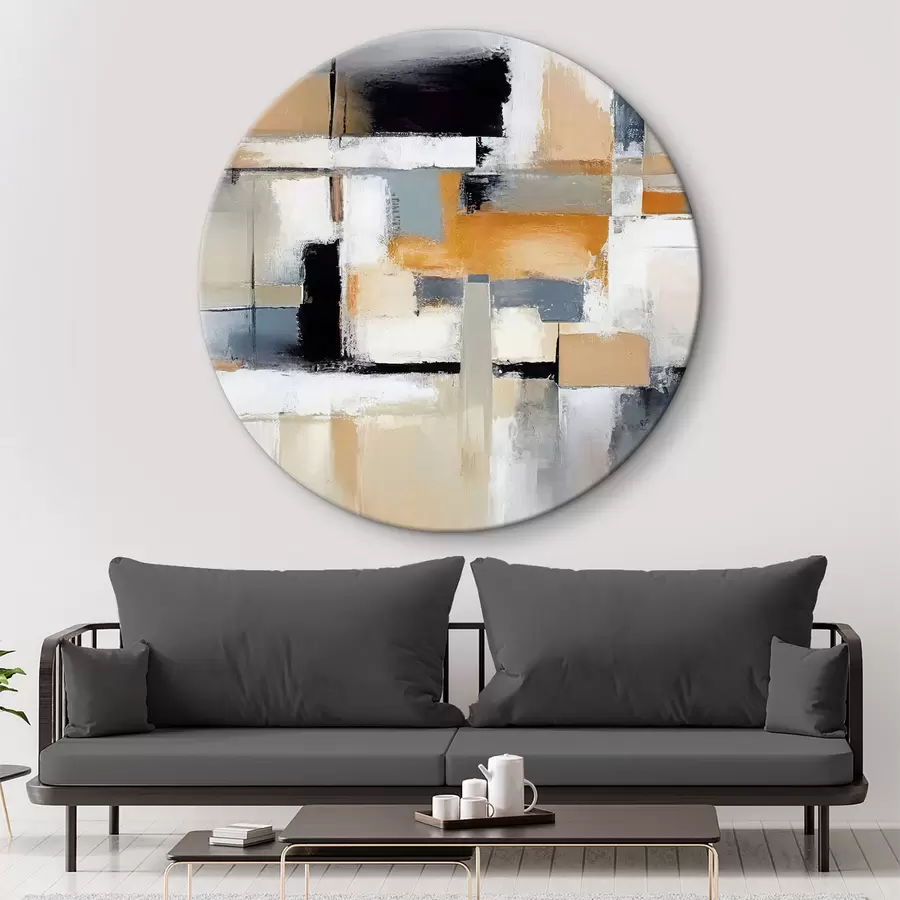 Wandbilder Beige-graue Abstraktion mit Orange und Weiß r36624