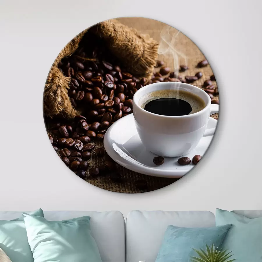 Wandbilder Aromatischer Kaffee und Kaffeebohnen r37172