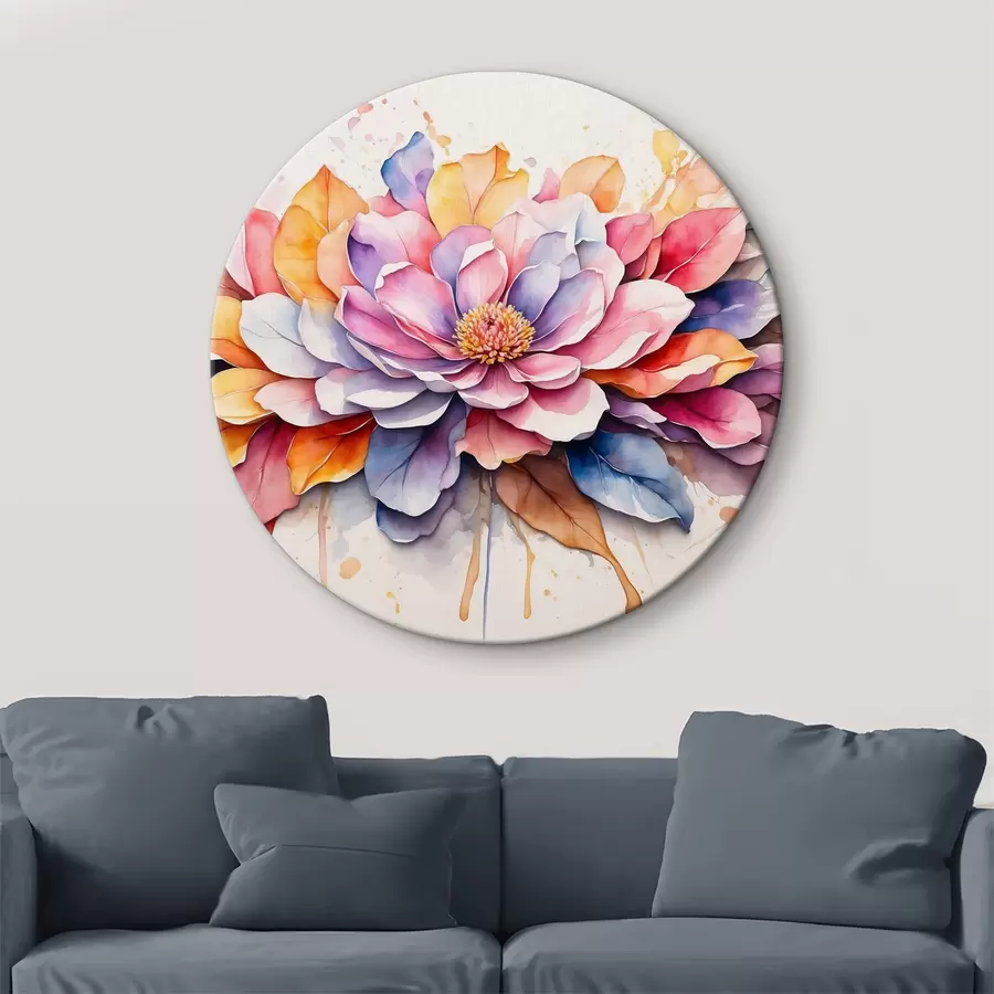 Fototapete Blume mit Aquarellfarben und bunten Blütenblättern r37333