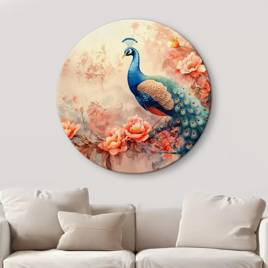 Wandbilder Pfau in Blumen r38454