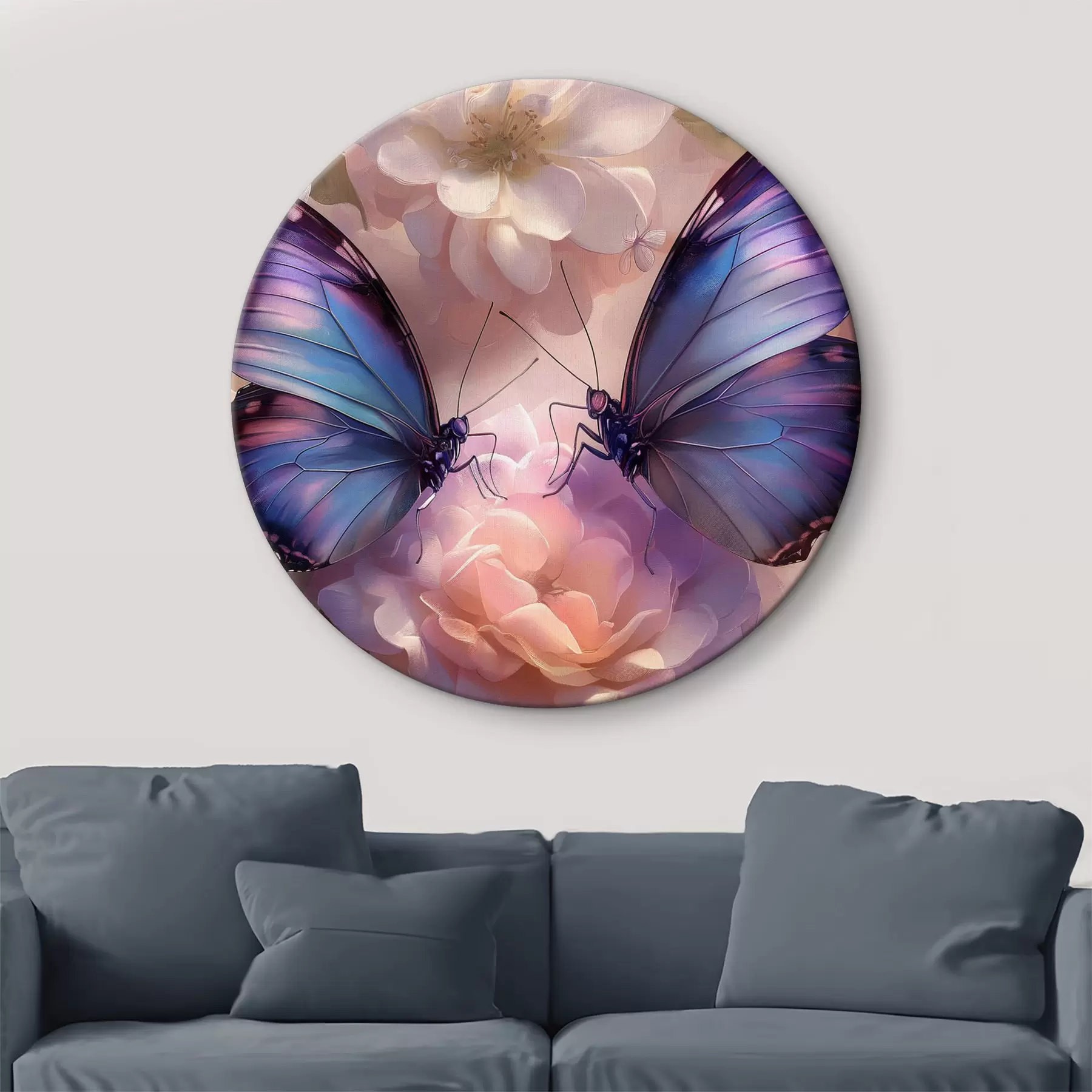 Wandbilder Zwei Schmetterlinge in Blumen im Aquarellstil r38534