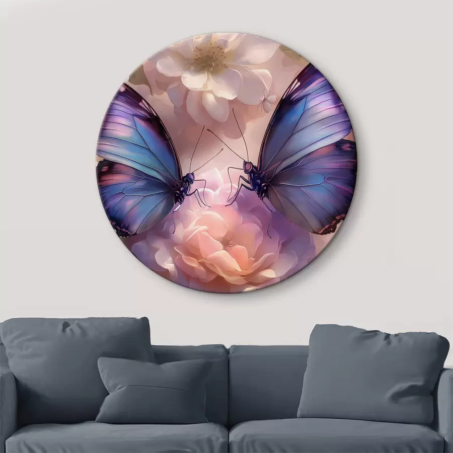 Wandbilder Zwei Schmetterlinge in Blumen im Aquarellstil r38534