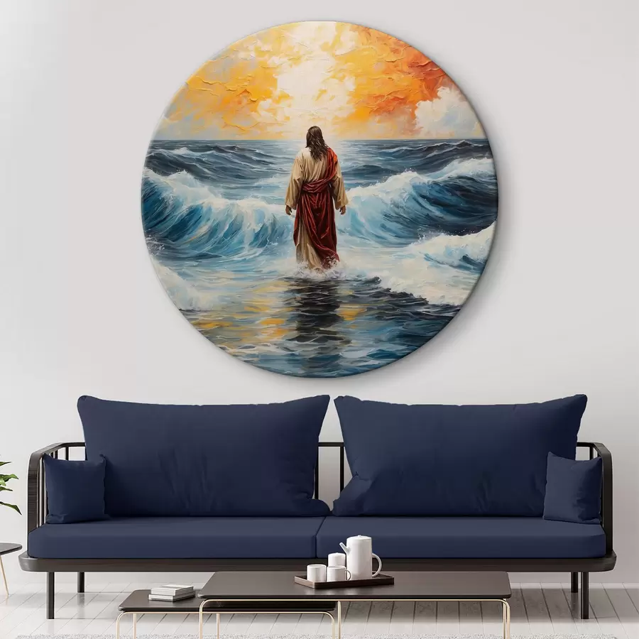 Wandbilder Jesus Christus wandelt auf dem tosenden Meer r38613