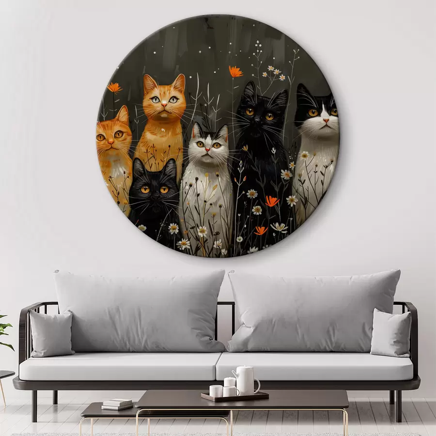 Wandbilder Katzen in Blumen r38798