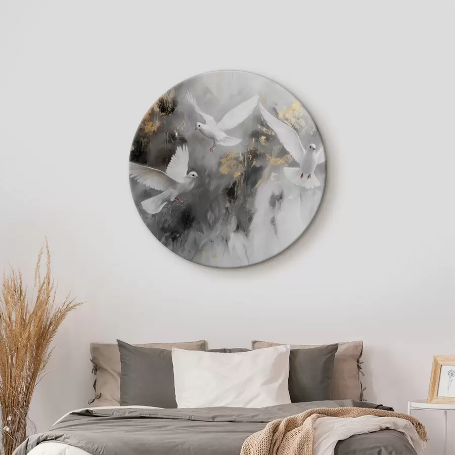 Wandbilder Weiße Tauben auf grauem Hintergrund r39101