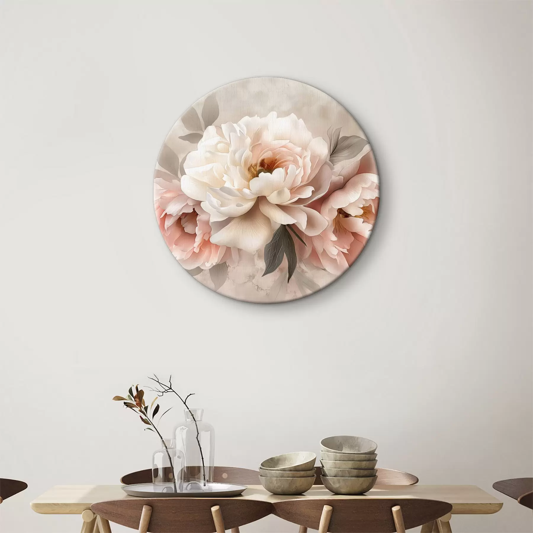 Wandbilder abstrakter Strauß Pfingstrosen in Rosatönen r39324