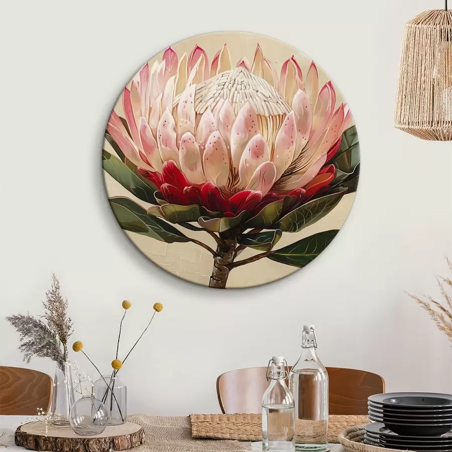 Wandbilder Protea-Blume, Acrylzeichnung, floral, sanfte Naturfarben r39780