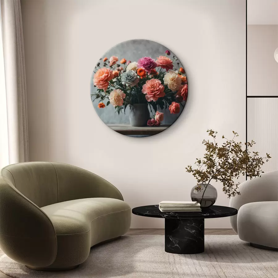 Wandbilder Blumenstrauß in einer Vase auf einem Tisch r39859