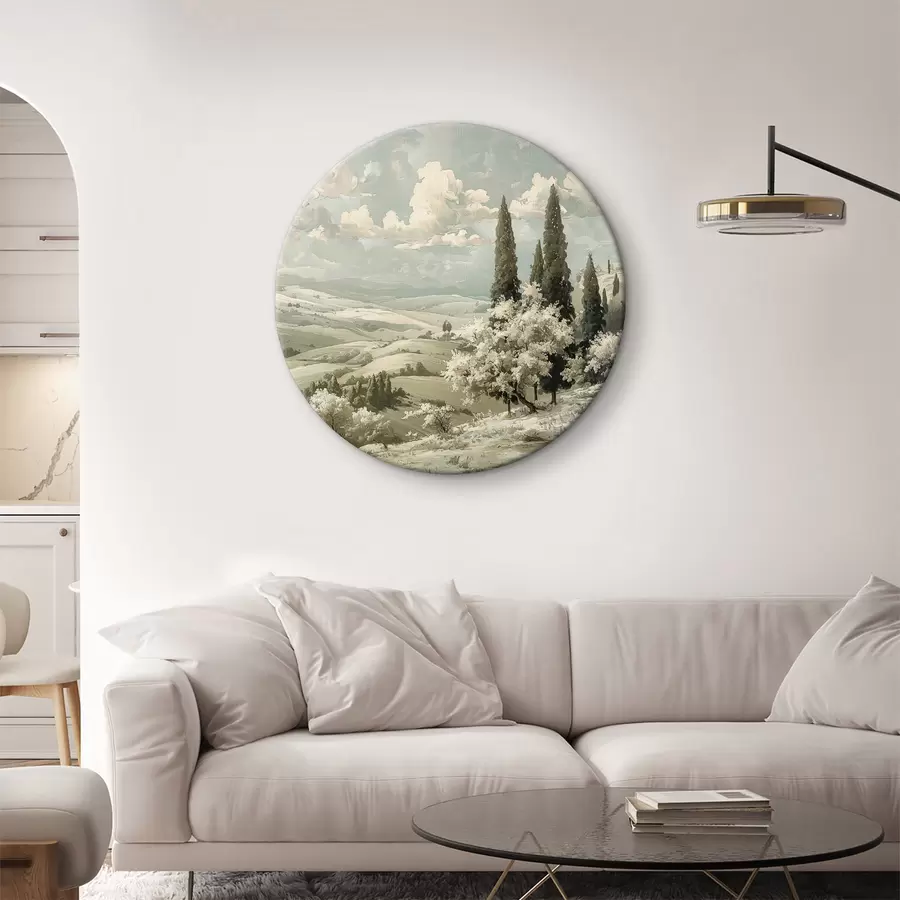 Wandbilder Sommerlandschaft, Vintage-Stil, Pastellfarben, Acrylzeichnung, Schloss r40084