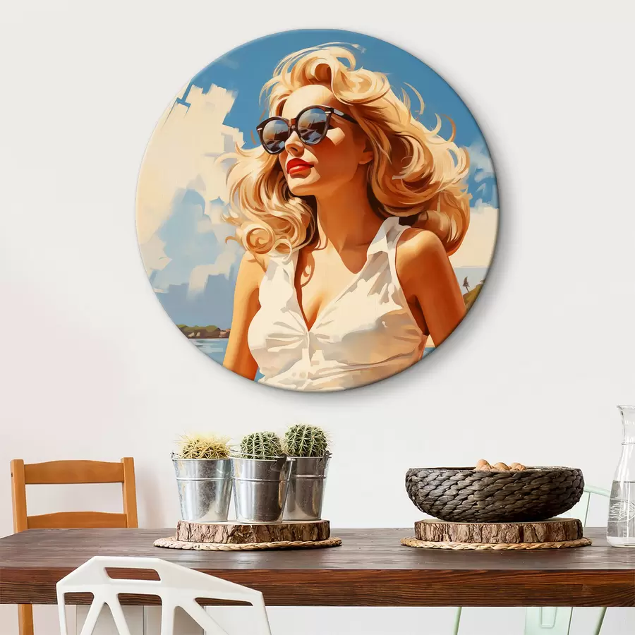 Wandbilder Blondes Mädchen auf dem Meer Hintergrund Illustration r40321