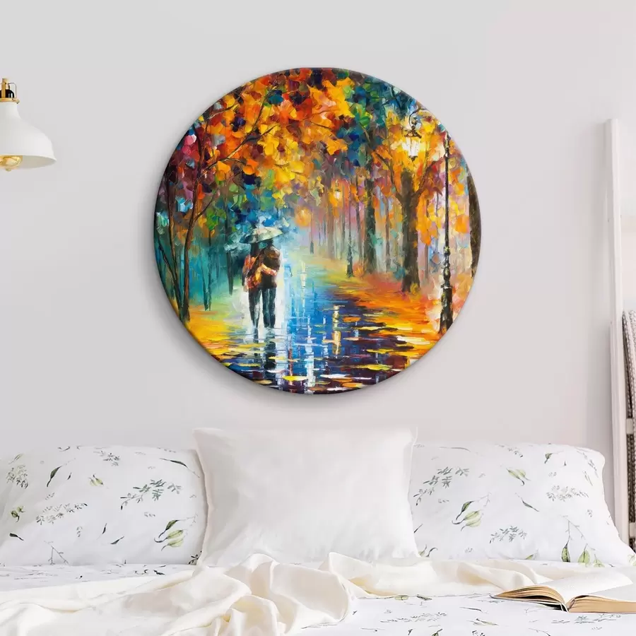 Wandbilder Pärchen unter einem Regenschirm, Herbst r15186