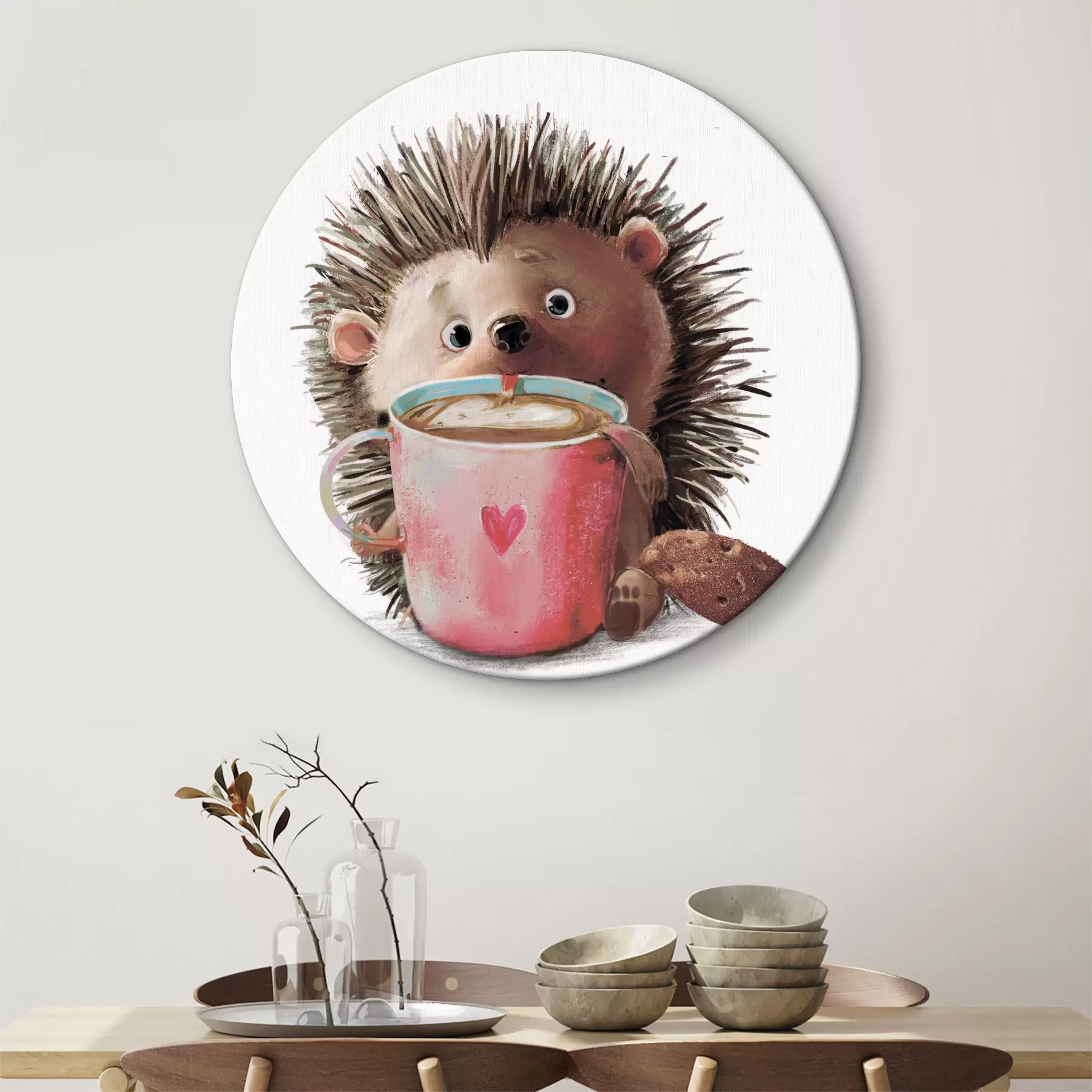 Wandbilder Igel und eine Tasse Kaffee r35039