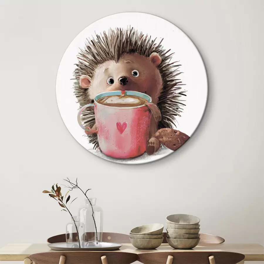 Wandbilder Igel und eine Tasse Kaffee r35039