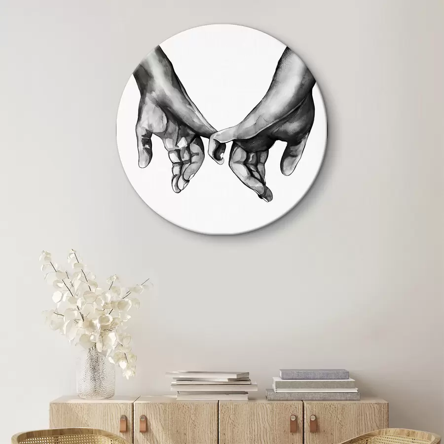 Wandbilder Schwarz und Weiß halten Hände auf einem weißen Hintergrund r36848