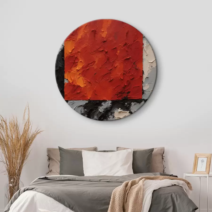 Wandbilder Abstraktes Ölgemälde mit rotem Quadrat r37167