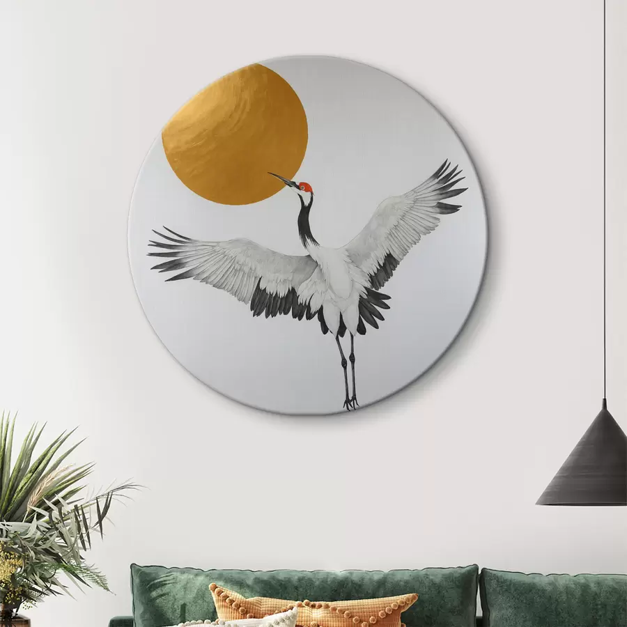 Wandbilder Kranich fliegt in Richtung Sonne r38195
