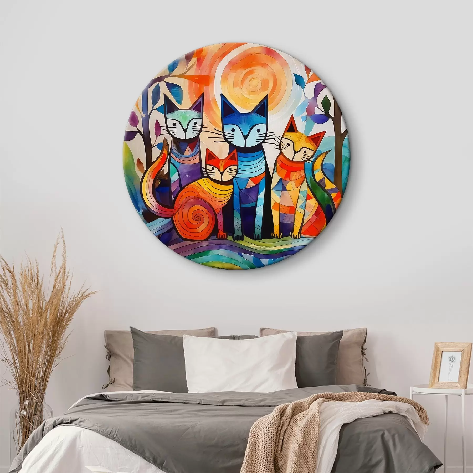 Wandbilder Mehrfarbige Abstraktion mit interessanten Katzen r38815