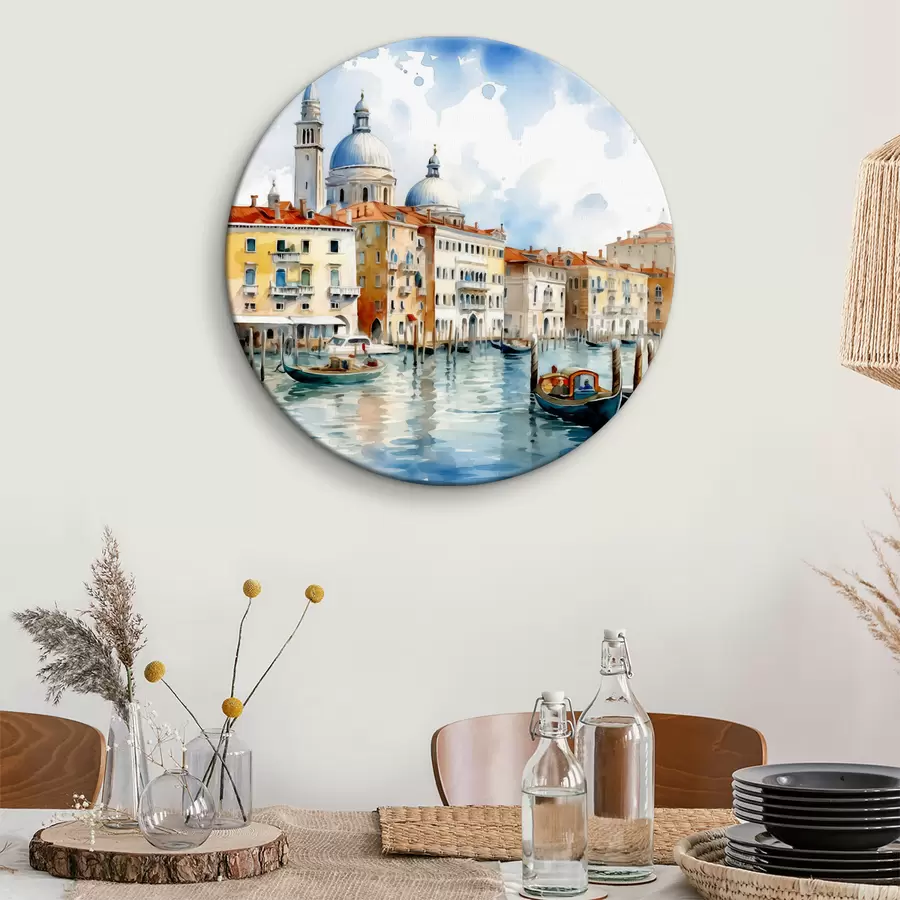 Wandbilder Aquarelllandschaft Venedig, Bucht, Fluss, Architektur, Landschaft, Boote, Gondel r38908