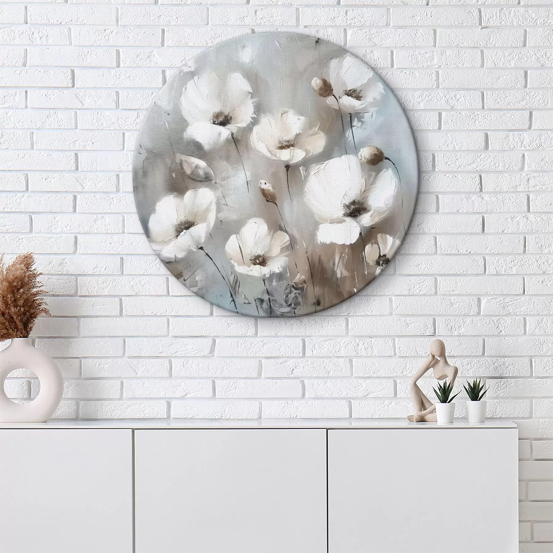 Wandbilder Weiße Wildblumen Pflanze gedruckt Textur r38925