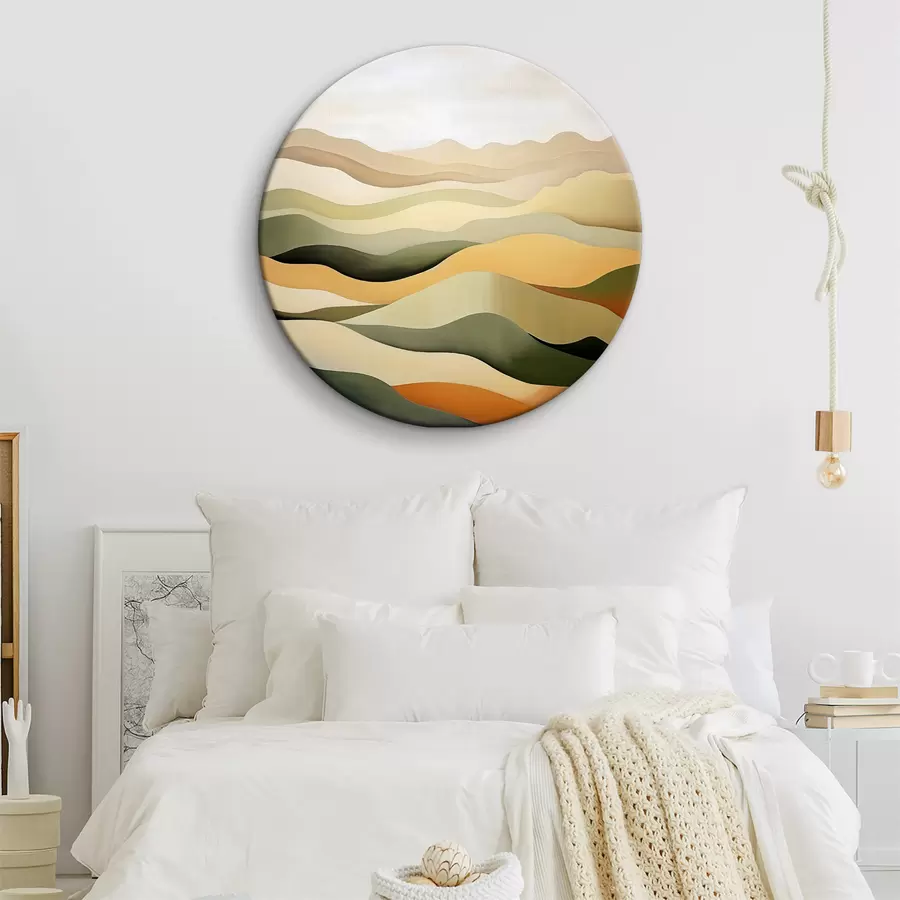 Wandbilder Hügel, abstrakte Landschaft, Gouache, Grün, Ocker, Sepia, Grau r38952