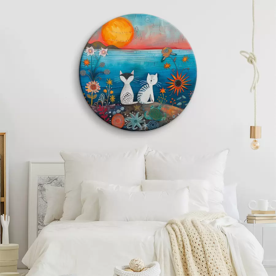 Wandbilder Zwei Katzen sehen sich den Sonnenaufgang an r39085