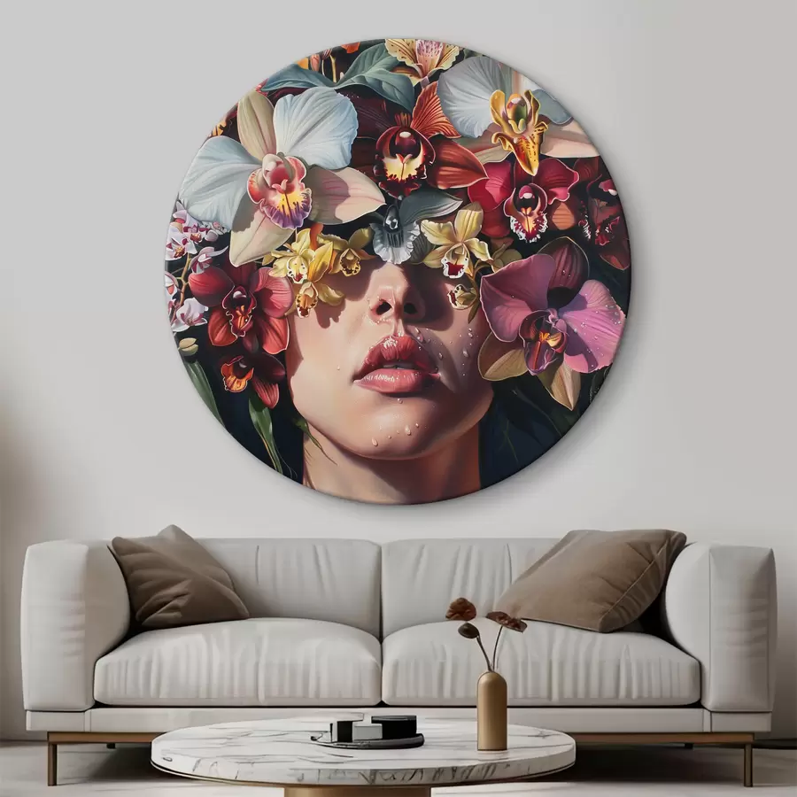 Wandbilder Mädchen und große Orchideen r39229