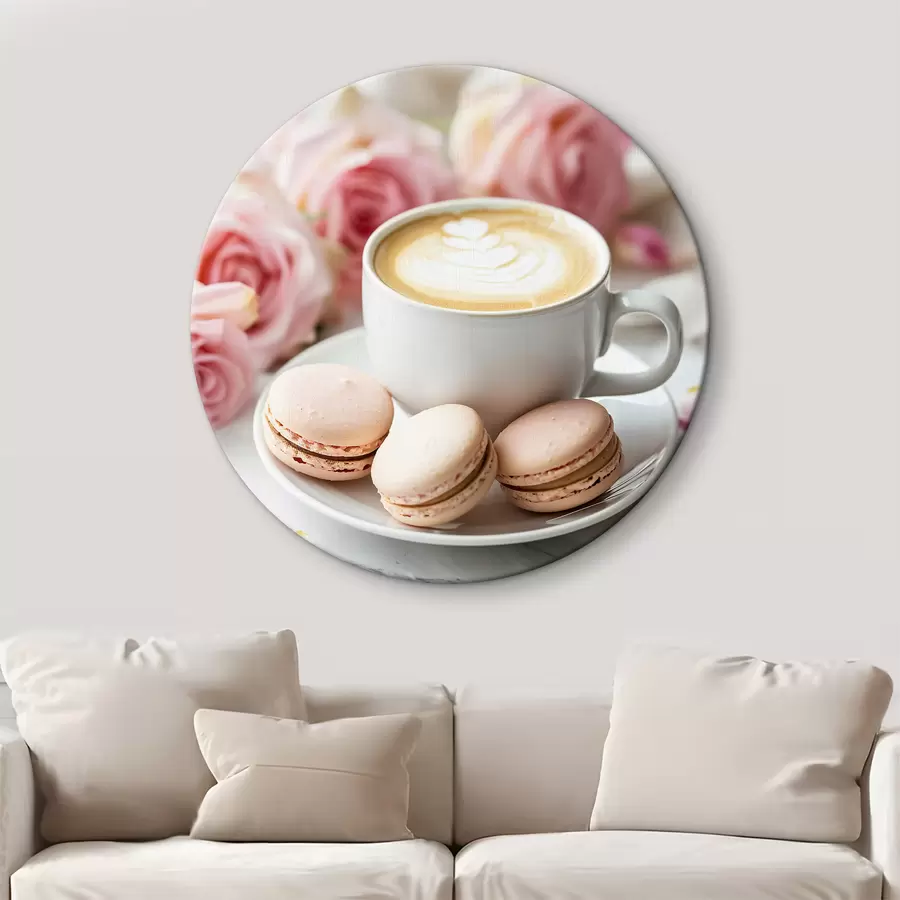 Wandbilder Tasse Kaffee auf einem zarten floralen Hintergrund r39232