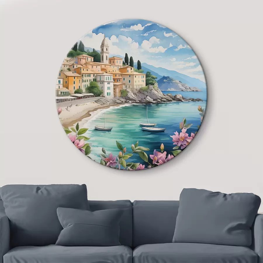 Wandbilder eine Stadt am Meer im Sommer r39299