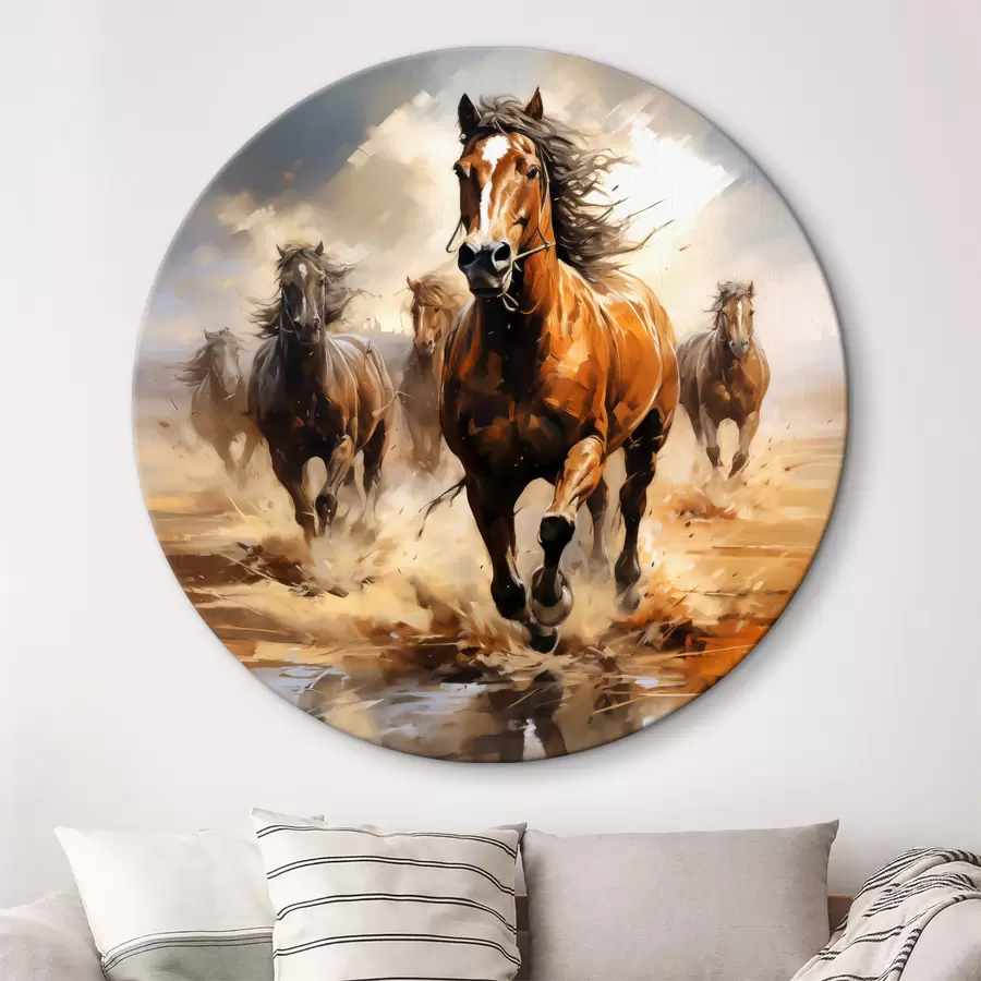 Wandbilder Ölgemälde „Pferde galoppieren über eine Wiese“ r39436