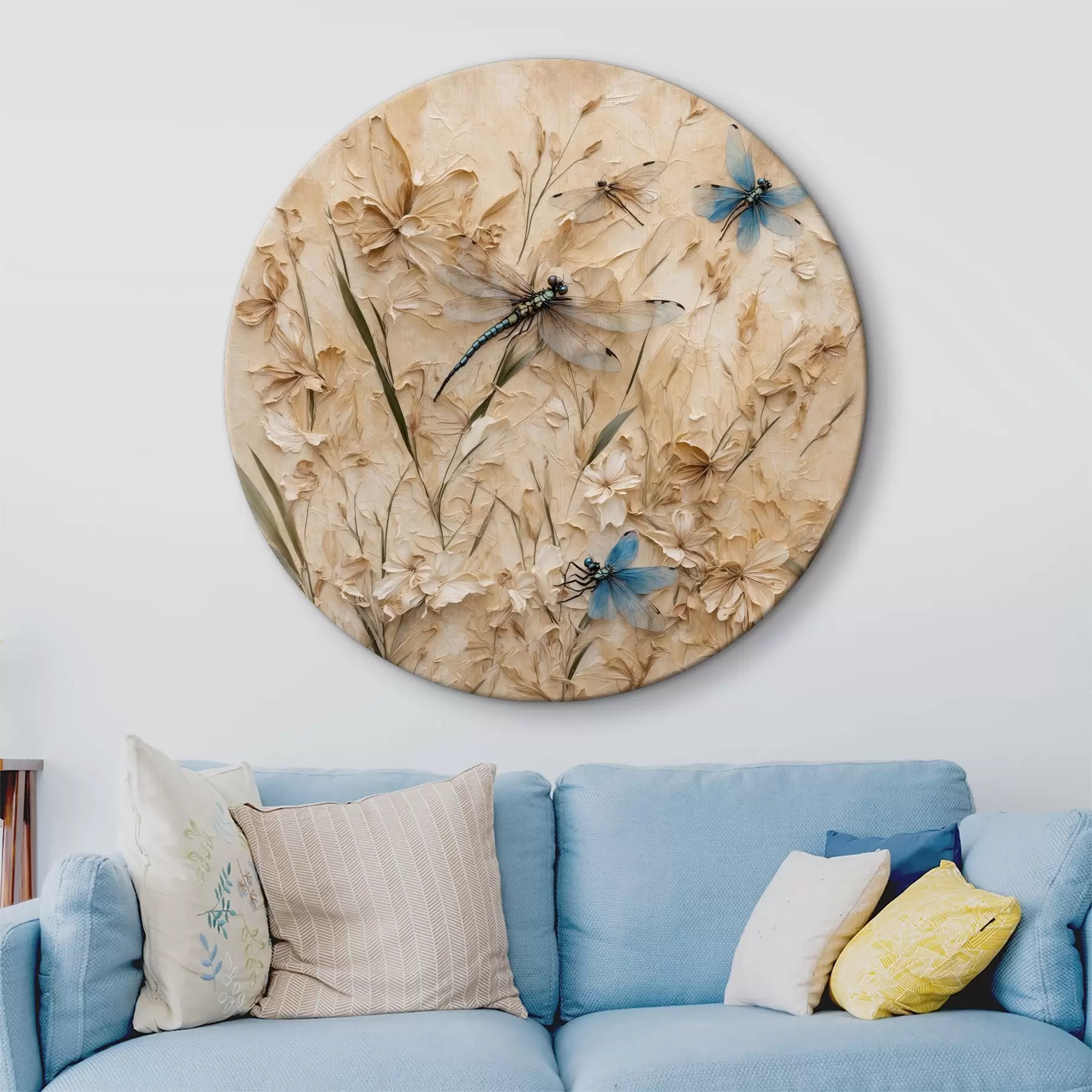Wandbilder Libellen auf abstraktem beigem Hintergrund r39600