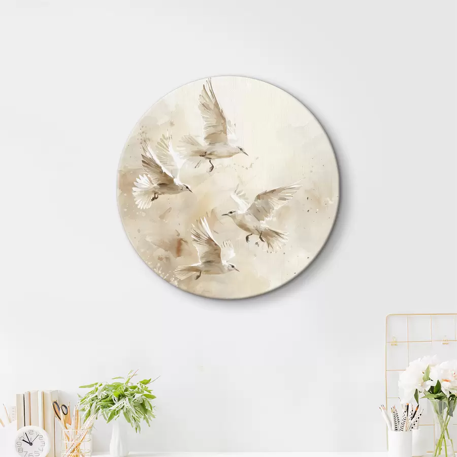 Wandbilder Aquarell fliegende Vögel, sanfte Pastellfarben, Abstraktion r39973