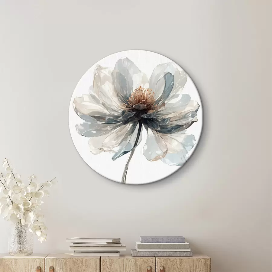 Wandbilder Transparente blaue Blume auf weißem Hintergrund r40067