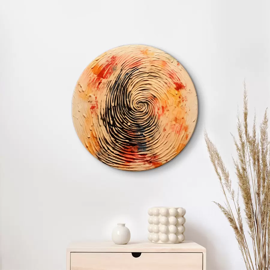 Wandbilder Fingerabdruck in Farbe, Beige, Rot, Orange, Gelb, Schwarz r40105