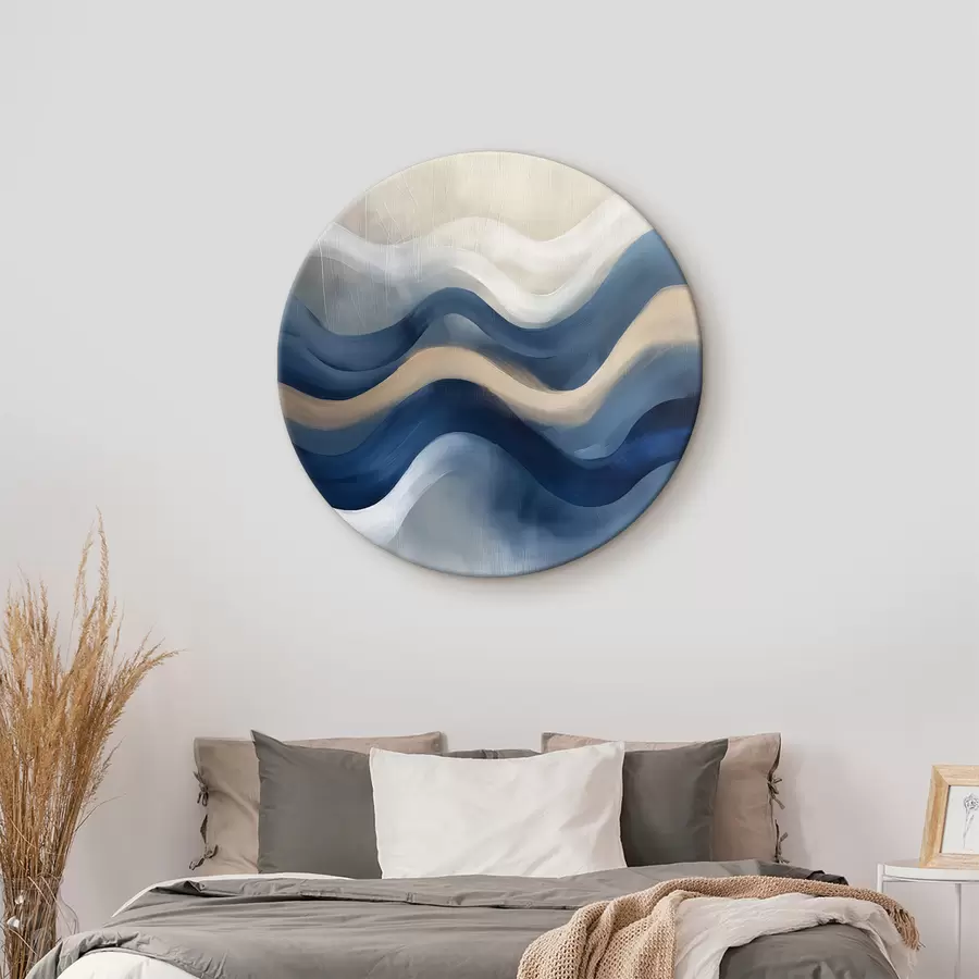 Wandbilder blau - beige Linien r40242